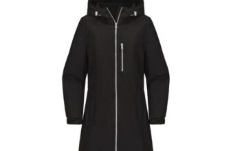 Black MODISHION Waterproof Hooded Jacket with Decorative Chest Zipper