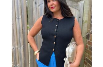 Black Neve Ribbed Knitted Waistcoat