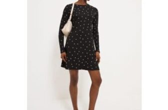 Black Polka Dot Long Sleeve Mini Dress