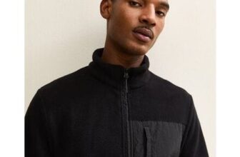 Black Regular Fleece Tech Jacket