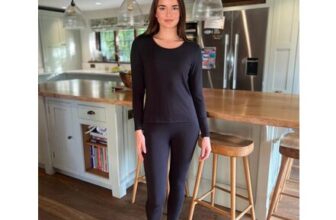 Black Thermal Long Sleeve Top and Leggings Set