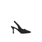 Black XY London Valerie Stiletto Slingback Court Shoes