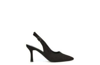 Black XY London Valerie Stiletto Slingback Court Shoes