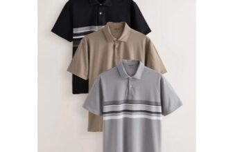 Black/Brown/Grey Block Printed Short Sleeve Jersey Polo Shirts 3 Pack