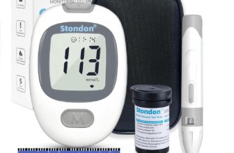 Blood Glucose Monitor Kit, Complete Diabetes Testing Set with 50 Test Strips, 50 Lancets,No Coding High Accuracy Sugar Test Machine with Large Display, HCT for Home Use