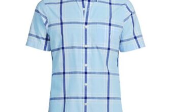 Blue Lands End Short Sleeve Cotton Shirt