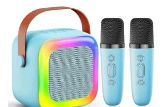 Blue Portable Karaoke Machine with Bluetooth Speaker and Microphone