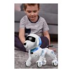 Blue Remote-Controlled Robot Dog, Programmable Singing and Dancing