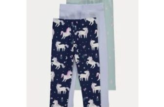Blue Unicorn Toadstool Jersey Leggings 3 Pack