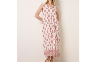 Blue Vanilla Burgundy Floral Print a Line Dress