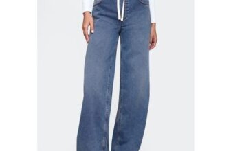 Blue mid Rise Knit Easy Baggy Jeans