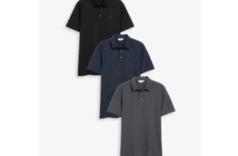 Blue/Grey/Black Plain Short Sleeve Jersey Polo Shirts 3 Pack