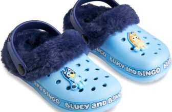 Bluey Clogs for Girls & Toddlers, Winter Fleece Lining & Decorative Accents, Kids Garden Shoes Slip On with Strap, Girls Gifts