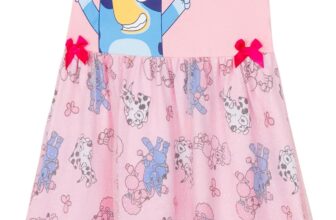 Bluey Dress for Girls and Toddlers Summer Dress Cute Short Sleeve with Tulle Mesh Skirt for Party Casual Holiday Summer Gifts for Girls