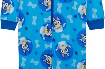 Bluey Jersey Onesie for Girls, Soft Cosy Loungewear Kids Sleepsuit All in One Nightwear One Piece Pyjamas