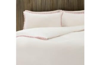 Bobble Faux Fur Trim Snug Flannel Fleece King Duvet Set