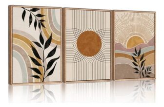 Boho Framed Canvas Wall Art Prints, Set of 3