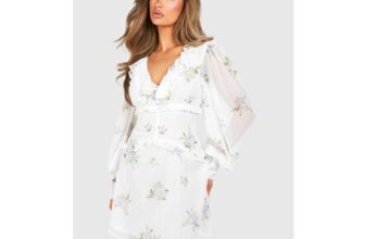Boohoo Floral Chiffon Ruffle Mini Dress