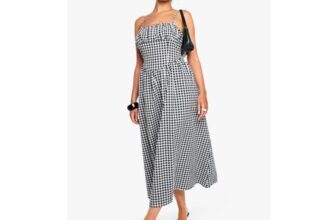 Boohoo Gingham Ruched Bust Detail Midaxi Dress