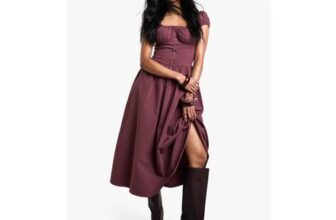 Boohoo Puff Sleeve Milkmaid Midi Dress