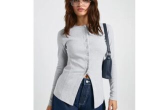 Boohoo Ribbed Longline Popper Front Top