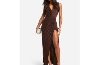Boohoo Slinky Ruched Wrap Maxi Dress