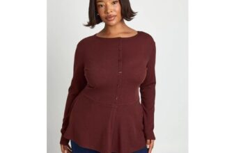 Boohoo plus Button Front Peplum Top