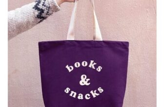Books & Snacks Large Canvas Tote Bag Purple or Green