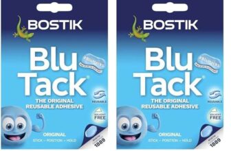 Bostik Blu Tack, Multipurpose Reusable Adhesive, Clean, Safe & Easy to Use, Non-Toxic, Handy Size, Colour: Blue (Pack of 2)