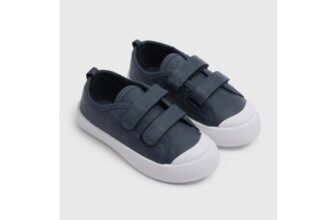 Boys Navy Double Strap Canvas Shoes (Younger 4-12)