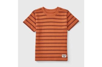 Boys Orange Textured Stripe T-Shirt (1-7yrs)