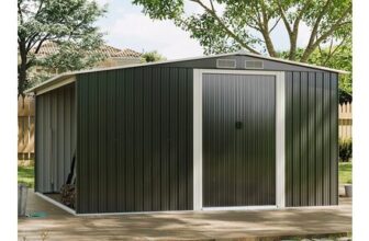 Breeins Large Metal Shed with Built-in Log Store 10ft X 8ft