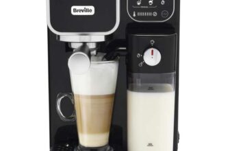 Breville Prima Latte Luxe One Touch Espresso Maker, 19 Bar Italian Pump, Automatic Milk Frother, ESE Coffee Pod Compatible, Black, VCF166