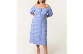 Bright Blue Vanilla Curve Milkmaid Stretch Crepe Midi Dress