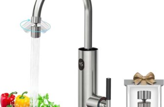 Briwellna Instant Electric Hot Water Tap 220V Stainless Steel, 360 Swivel Spout & Universal Nozzle – Flexible Cold/Hot Mix