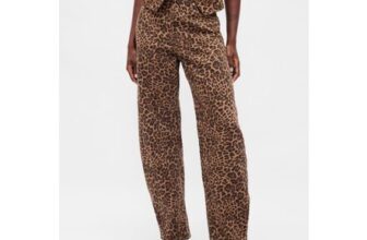 Brown Leopard Print High Waisted Barrel Jeans