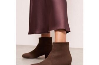 Brown Low Block Heel Ankle Sock Boots