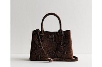 Brown Snakeskin Effect Faux Leather Tote Bag