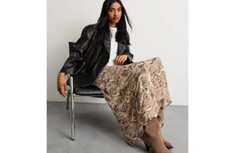 Brown Warehouse Burnout Chiffon Printed Midaxi Skirt
