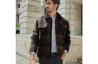 Brown Wool Rich Checked Borg Collared Jacket