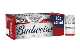 Budweiser Lager Beer Can, 10 X 440ml