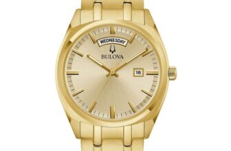 Bulova Classic Surveyor Day & Date Watch 39mm Quartz Gold