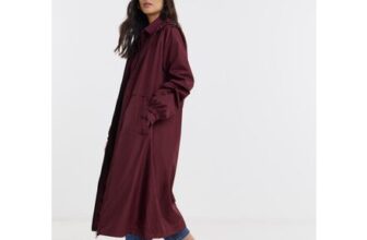 Burgundy Longline Lightweight Hooded Raincoat
