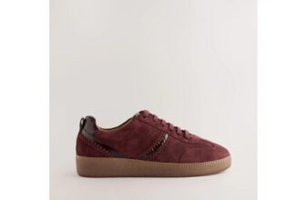 Burgundy Red Forever Comfort Leather Chunky Sole Lace-up Trainers