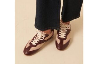 Burgundy and Pink Leather Trainers