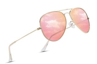 COASION Pilot Polarized Sunglasses Unisex Metal Frame UV400 Pink Mirror