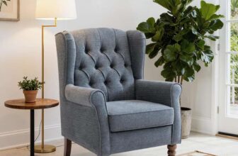 COLAMY Mid-Century Modern Living Room Accent Chair, Button Tufted Wingback with Thick Padded Seat,