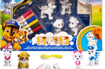 CRAYOLA Washimals – Paw Patrol Activity Set Includes 4 Washable Figures, 6 Washable Markers, 40 Stickers and Brush Suitable for Ages 3