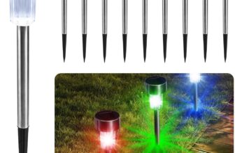 CUQOO Solar Garden Stake Lights 10 Pack Colour-Changing LED, Weatherproof Stainless Steel Solar Lights for Outdoor Pathway Lighting Rechargeable with Automatic Night Activation Energy Class A