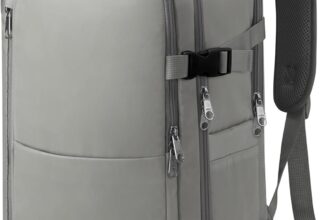 Cabin Bags for Ryanair 40x20x25 Underseat Travel Bag 12 Pockets Hand Luggage Bag Cabin Bag with Separate Shoe Pocket for Women & Men Carry on Bag with Anti-theft Pockets (Smoke Grey, 40x20x25)